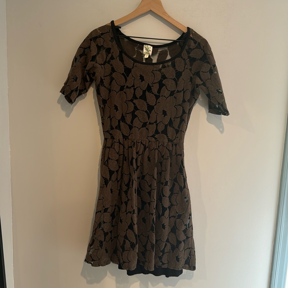 Brown velvet cutout Anthropologie dress